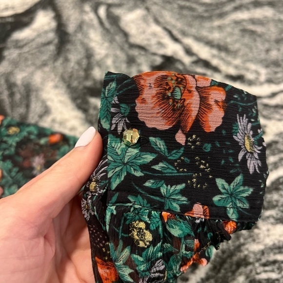 THE KOOPLES asymmetrical ruffle trimmed poppie field semi sheer blouse - Picture 7 of 16